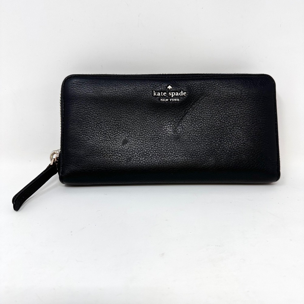 Kate‎ Spade Pebbled Leather Zip Wallet Black